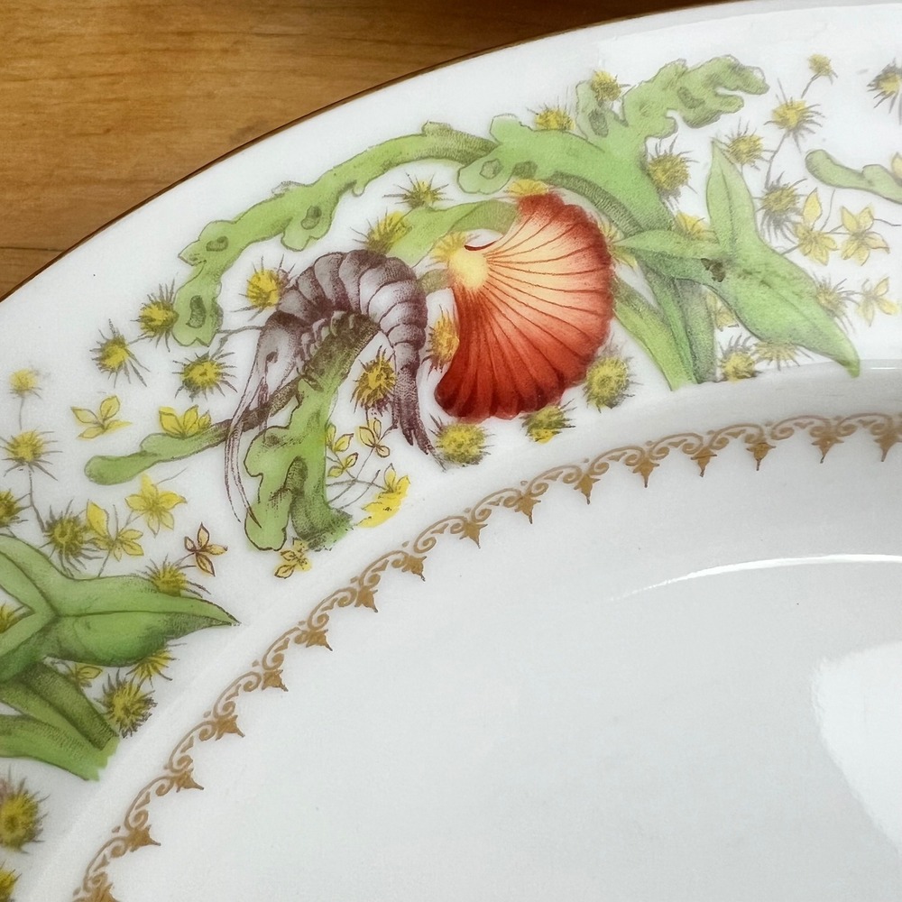 Tressemanes & Vogt‎ Salad Plates Seafood Shells Shrimp Set of 4 Size White Gold